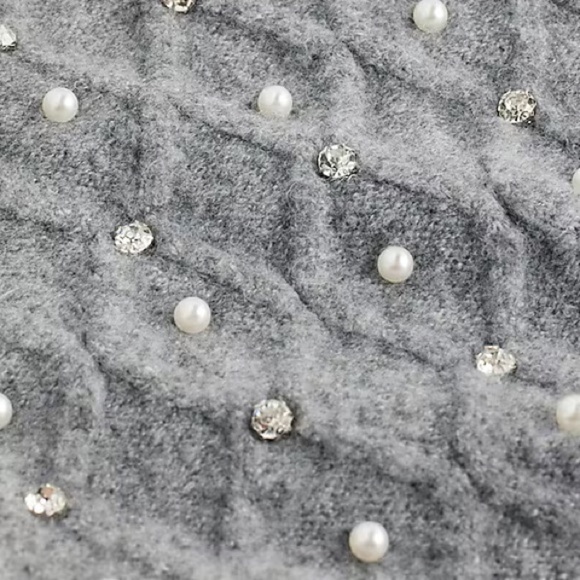 Express Embellished V-Neck Balloon Sleeve Cardigan in Grey Size XS - Picture 3 of 15